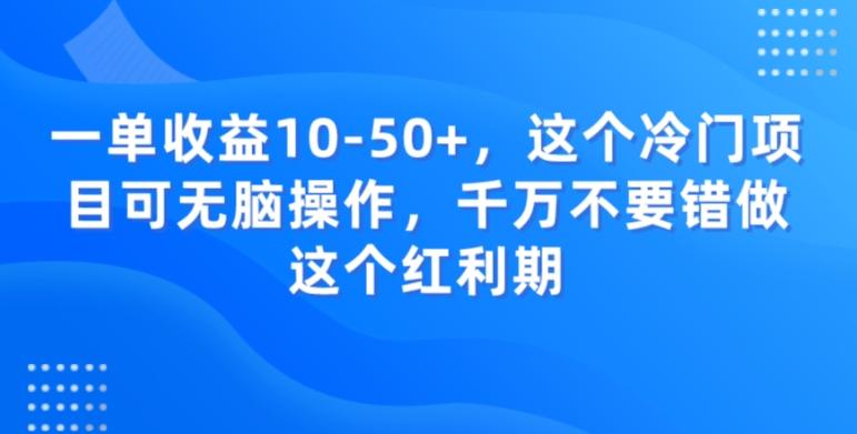 一单收益10-50+，这个冷门项目可无脑操作，千万不要错做这个红利期-一新网创