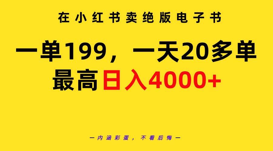 (9401期)在小红书卖绝版电子书，一单199 一天最多搞20多单，最高日入4000+教程+资料-一新网创