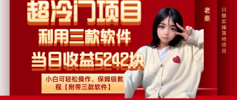 超冷门项目、利用三款软件、当日收益5242块、小白可轻松操作、保姆级教程【附带三款软件】-一新网创