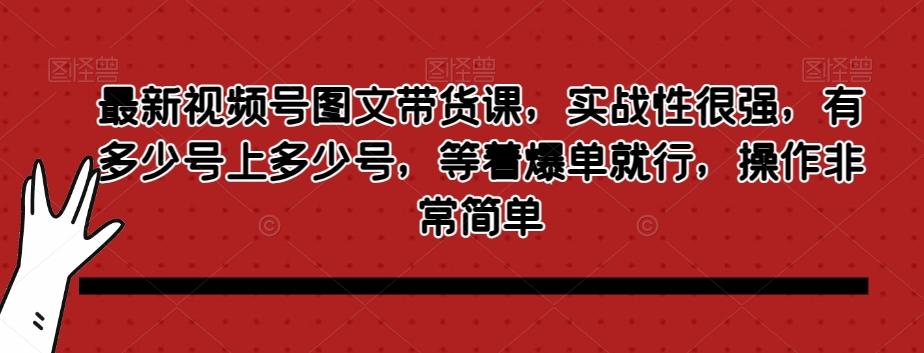 最新视频号图文带货课，实战性很强，有多少号上多少号，等着爆单就行，操作非常简单-一新网创