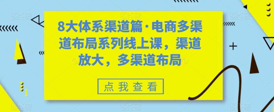 8大体系渠道篇·电商多渠道布局系列线上课，渠道放大，多渠道布局-一新网创