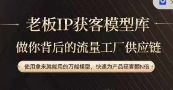 老板IP流量供应链，动作越少，账号越好，使用拿来就能用的万能模型，快速为产品获客翻N倍-一新网创