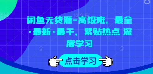 闲鱼无货源-高级班，最全·最新·最干，紧贴热点 深度学习-一新网创