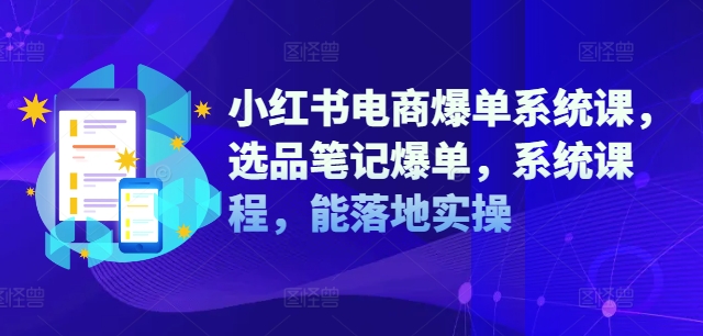 小红书电商爆单系统课，选品笔记爆单，系统课程，能落地实操-一新网创