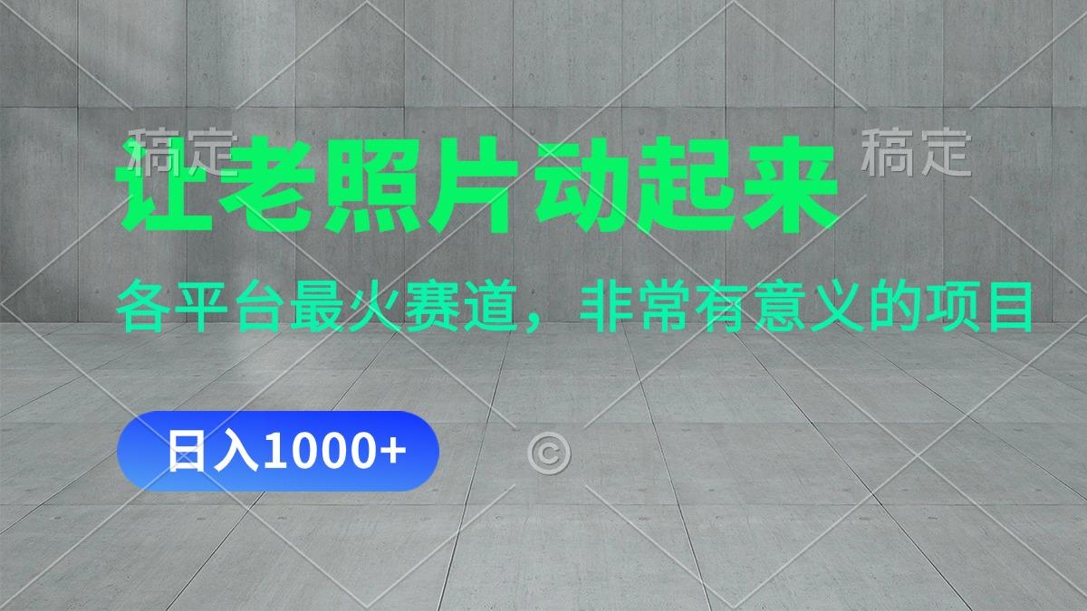 让老照片动起来，一天变现1000+，各平台最火赛道，看完就会-一新网创