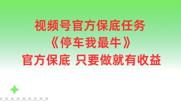 视频号官方保底任务，停车我最牛，官方保底只要做就有收益【揭秘】-一新网创
