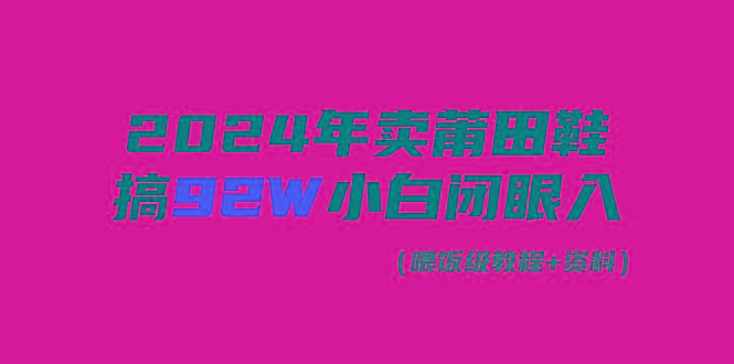 (9329期)2024年卖莆田鞋，搞了92W，小白闭眼操作！-一新网创