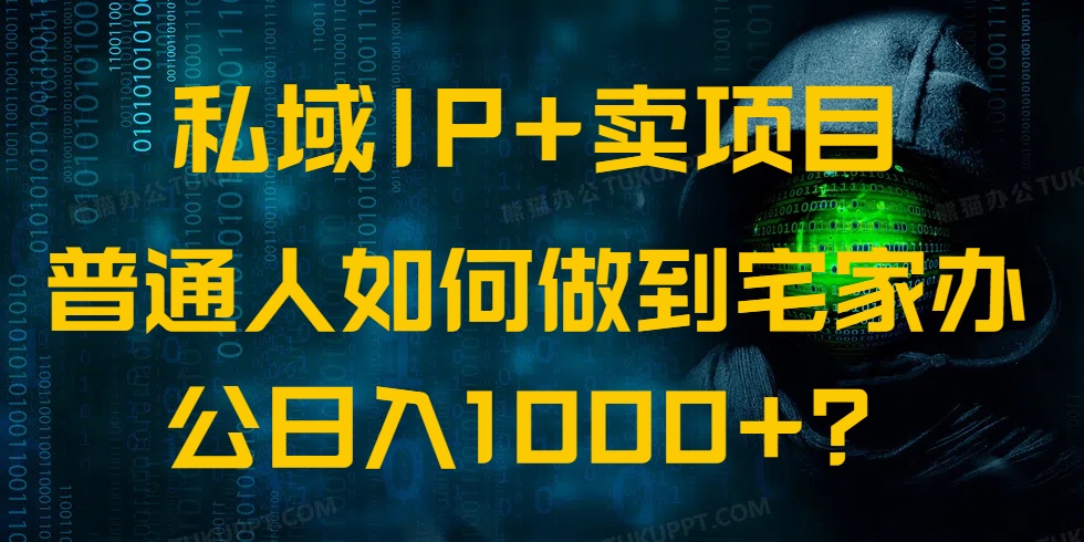 私域IP+卖项目，普通人如何做到宅家办公实现日入1000+-一新网创