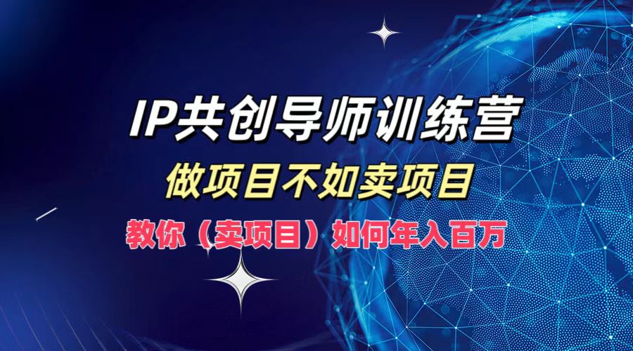 IP共创导师训练营，做项目不如卖项目，教你(卖项目)如何实现年入百万-一新网创