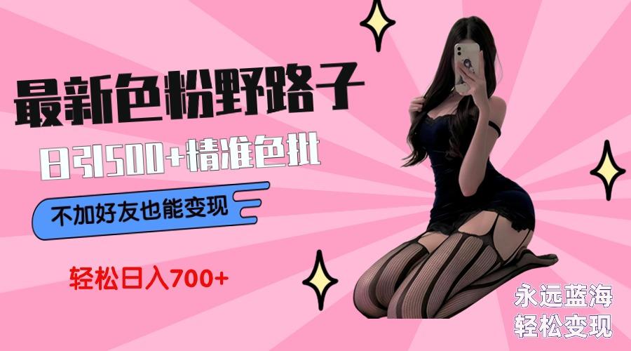 最新色粉变现野路子，日引500+老色批 可不加好友直接变现 小白轻松日入700+-一新网创
