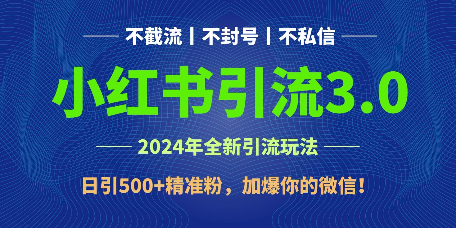 2024年4月最新小红书引流3.0玩法，日引500+精准粉，加爆你的微信！-一新网创