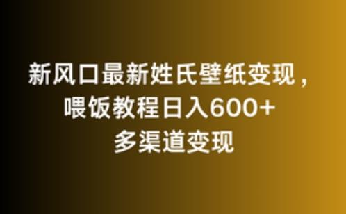 新风口最新姓氏壁纸变现，喂饭教程日入600+【揭秘】-一新网创