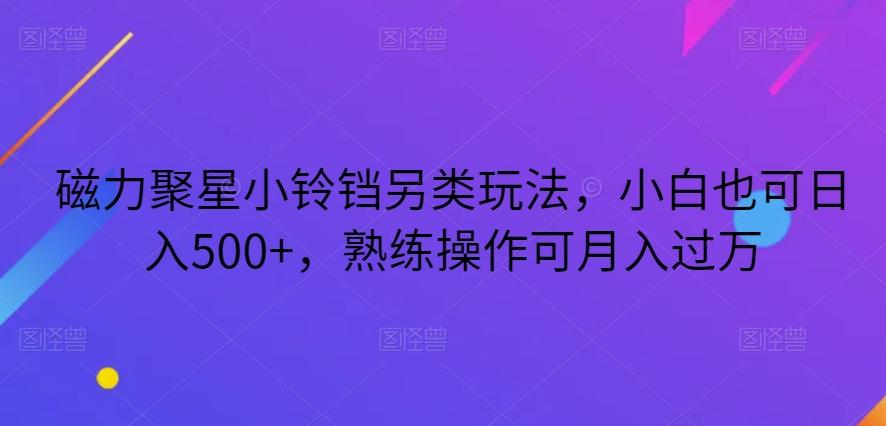 磁力聚星小铃铛另类玩法，小白也可日入500+，熟练操作可月入过万-一新网创