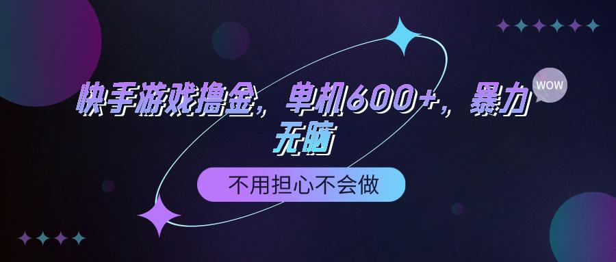 (9491期)快手游戏100%转化撸金，单机600+，不用担心不会做-一新网创