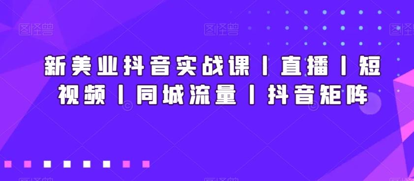 新美业抖音实战课丨直播丨短视频丨同城流量丨抖音矩阵-一新网创