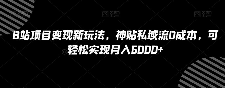 B站项目变现新玩法，神贴私域流0成本，可轻松实现月入6000+【揭秘】-一新网创