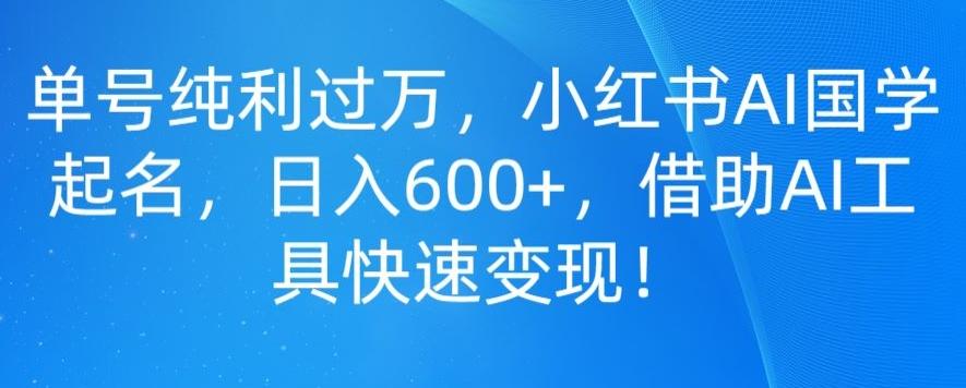 单号纯利过万，小红书AI国学起名，日入600+，借助AI工具快速变现-一新网创