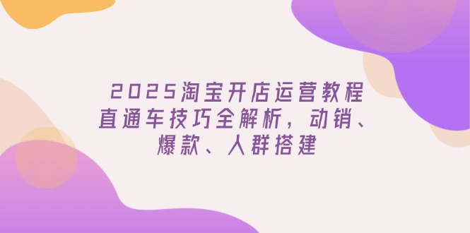 2025淘宝开店运营教程更新，直通车技巧全解析，动销、爆款、人群搭建-一新网创