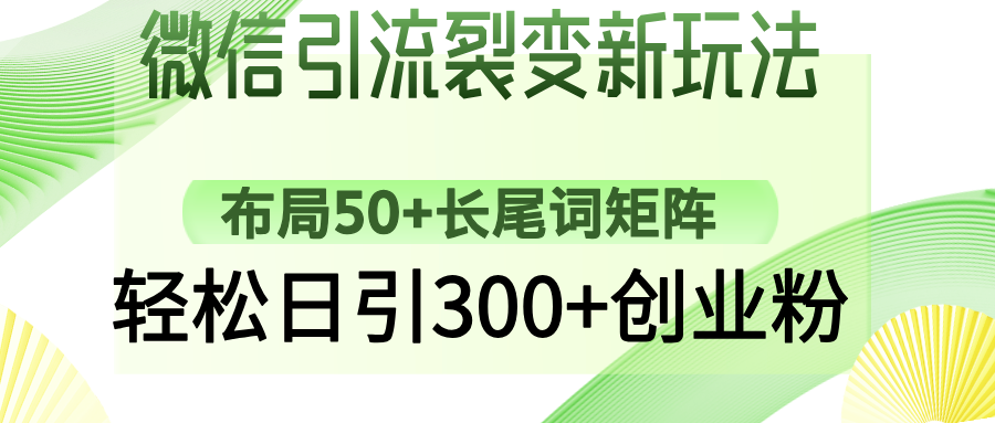 微信引流裂变新玩法：布局50+长尾词矩阵，轻松日引300+创业粉-一新网创