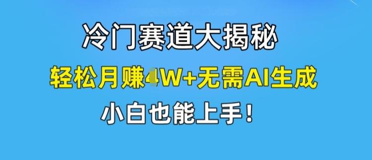 冷门赛道大揭秘，轻松月赚1W+无需AI生成，小白也能上手【揭秘】-一新网创