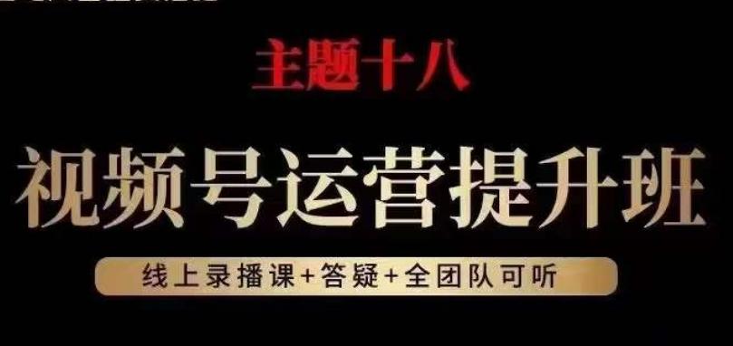 视频号运营提升班，从底层逻辑讲，2023年最佳流量红利！-一新网创