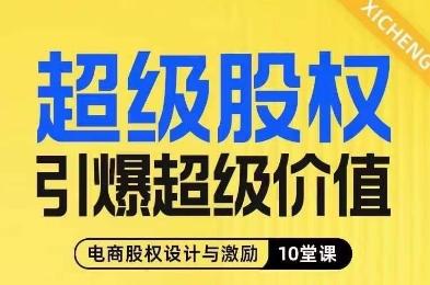 超级股权引爆超级价值，电商股权设计与激励10堂线上课-一新网创