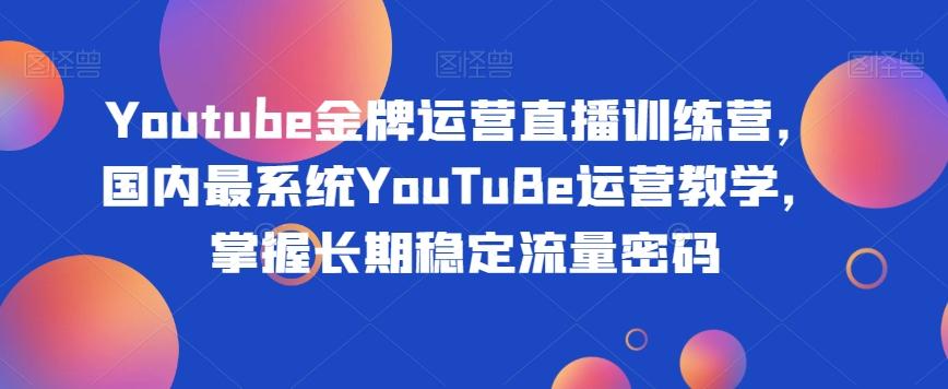 Youtube金牌运营直播训练营，国内最系统YouTuBe运营教学，掌握长期稳定流量密码-一新网创