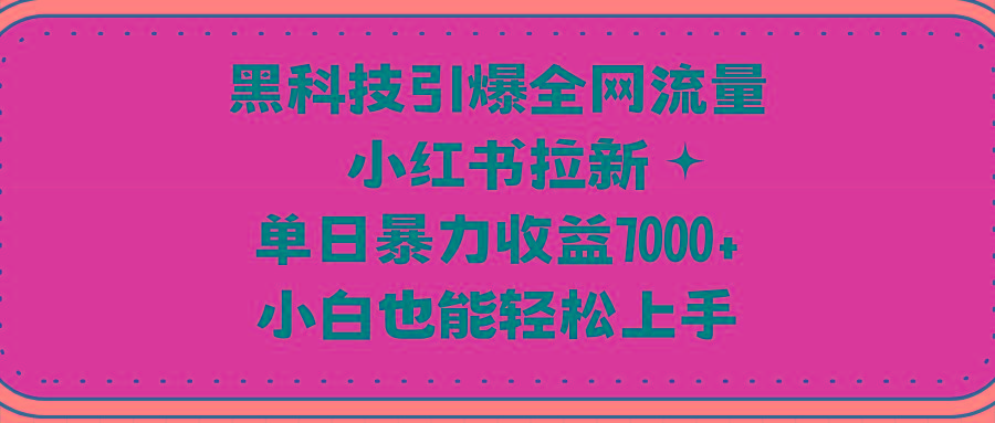 (9679期)黑科技引爆全网流量小红书拉新，单日暴力收益7000+，小白也能轻松上手-一新网创