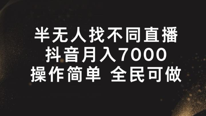 半无人找不同直播，月入7000+，操作简单 全民可做【揭秘】-一新网创