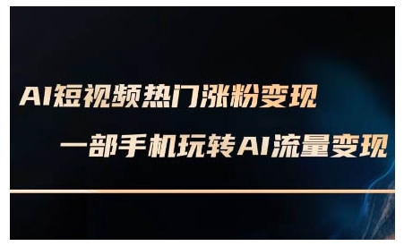 AI短视频热门涨粉变现课，AI数字人制作短视频超级变现实操课，一部手机玩转短视频变现-一新网创