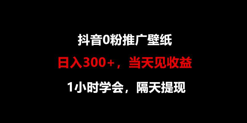 日入300+，抖音0粉推广壁纸，1小时学会，当天见收益，隔天提现-一新网创
