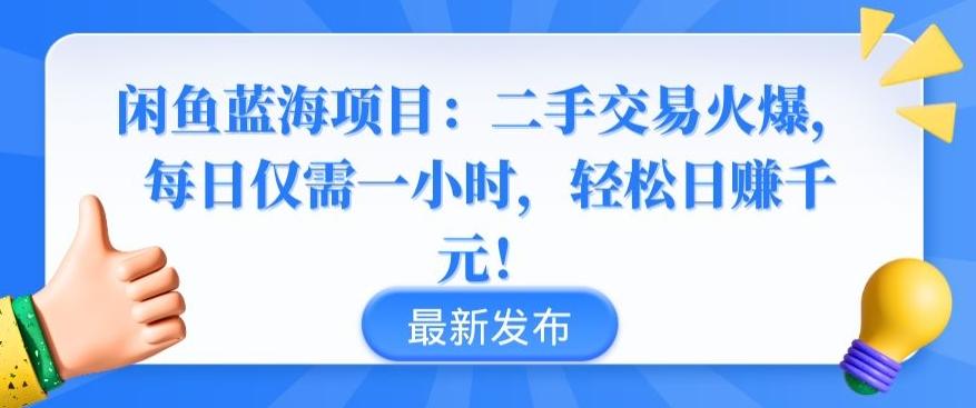 闲鱼蓝海项目：二手交易火爆，每日仅需一小时，轻松日赚千元【揭秘】-一新网创