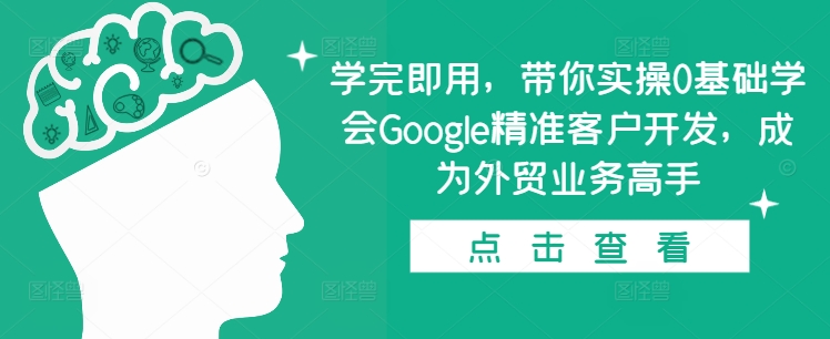 学完即用，带你实操0基础学会Google精准客户开发，成为外贸业务高手-一新网创