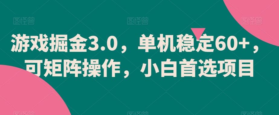 游戏掘金3.0，单机稳定60+，可矩阵操作，小白首选项目【揭秘】-一新网创