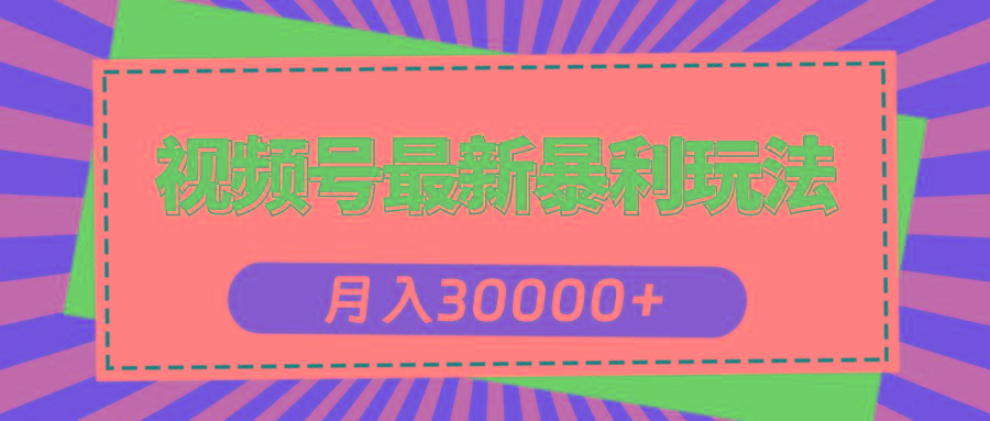 视频号最新暴利玩法，轻松月入30000+-一新网创