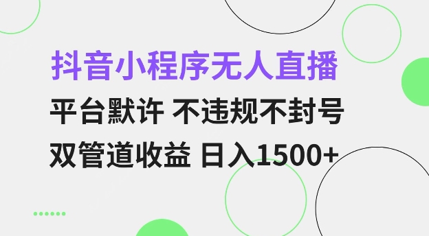 抖音小程序无人直播 平台默许 不违规不封号 双管道收益 日入多张 小白也能轻松操作【仅揭秘】-一新网创