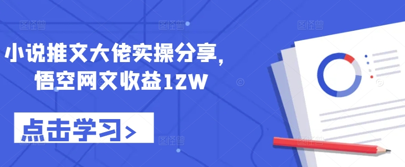 小说推文大佬实操分享，悟空网文收益12W-一新网创