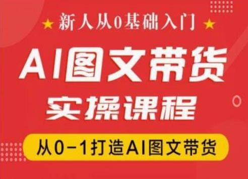 新人从0基础入门，抖音AI图文带货实操课程，从0-1打造AI图文带货-一新网创