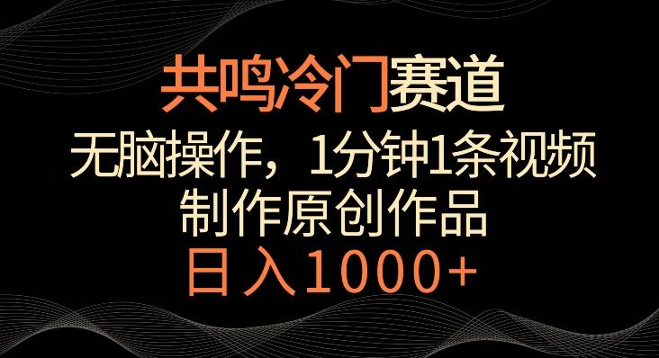 共鸣冷门赛道，无脑操作，一分钟一条视频，日入1000+【揭秘】-一新网创