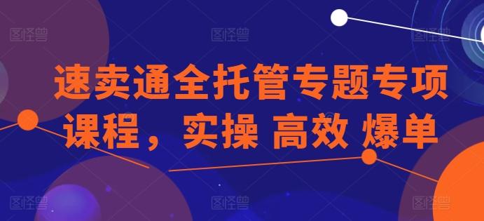 速卖通全托管专题专项课程，实操 高效 爆单-一新网创