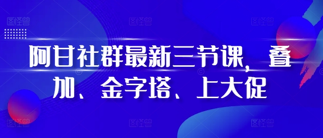 阿甘社群最新三节课，叠加、金字塔、上大促-一新网创