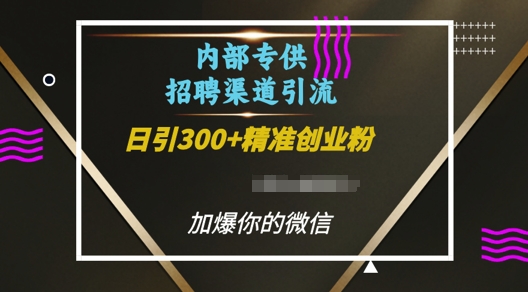 内部招聘渠道日引流300+创业粉，加爆你的微信【揭秘】-一新网创