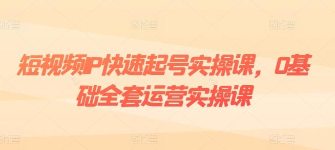 短视频IP快速起号实操课，0基础全套运营实操课，爆款内容设计+粉丝运营+内容变现-一新网创