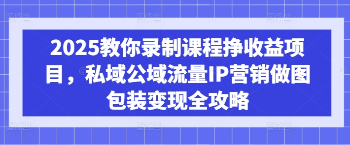 2025教你录制课程挣收益项目，私域公域流量IP营销做图包装变现全攻略-一新网创