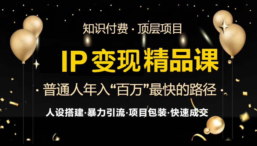 IP变现最新精品课程，知识付费全流程+最强引流术+小白避坑指南-一新网创