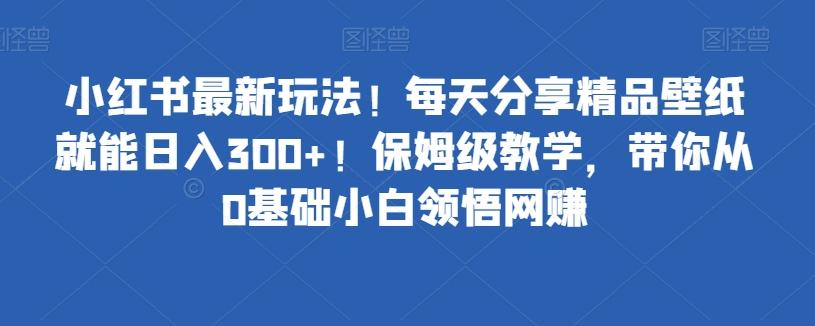 小红书最新玩法！每天分享精品壁纸就能日入300+！保姆级教学，带你从0基础小白领悟网赚-一新网创